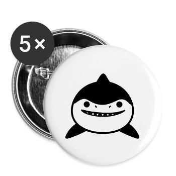 Requin - Lot de 5 grands badges (56 mm) - blanc - Devant