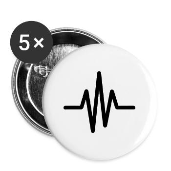 Puls, Herzschlag - Buttons groß 56 mm (5er Pack) - Weiß - Vorne