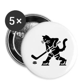 Katze Eishockey Minimalistisch Silhouette Spieler - Buttons large 2.2''/56 mm (5-pack) - white - Front