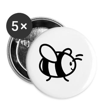 Biene - Buttons groß 56 mm (5er Pack) - Weiß - Vorne