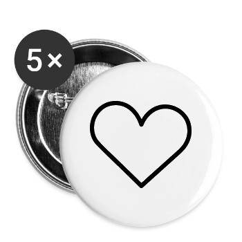 Herz - Buttons groß 56 mm (5er Pack) - Weiß - Vorne