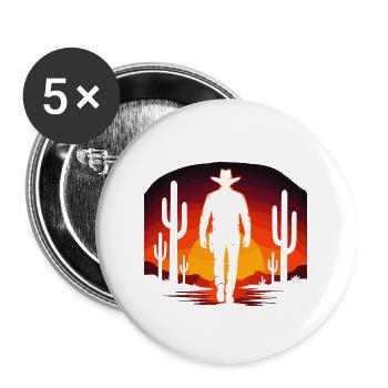 Desert Cowboy - Sunset Western - Buttons large 2.2''/56 mm (5-pack) - white - Front