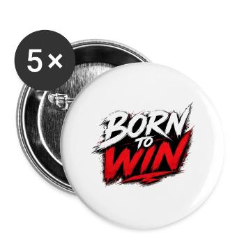 Geboren, um zu gewinnen, kühner Pinselstrich - Buttons groß 56 mm (5er Pack) - Weiß - Vorne
