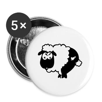 Mouton semi-rasé / Half Shorn Sheep (1c) - Lot de 5 grands badges (56 mm) - blanc - Devant