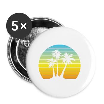 Palm Sun Vintage Vacances Palmiers Rétro Été - Lot de 5 grands badges (56 mm) - blanc - Devant