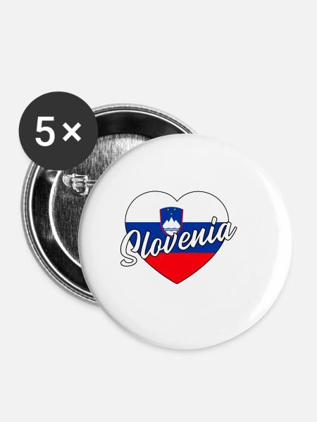 Slowenien - Buttons groß 56 mm (5er Pack) - Weiß