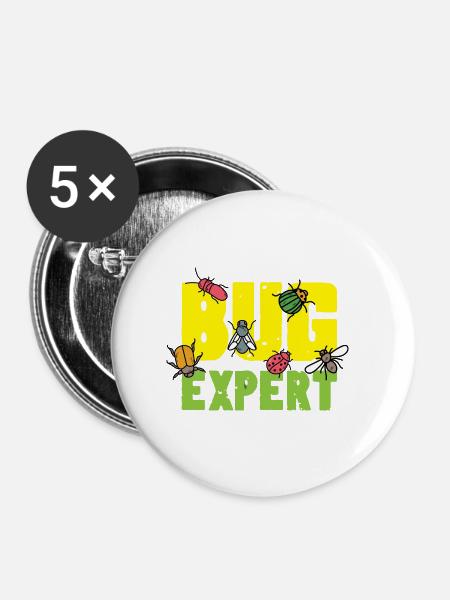 Bug-Experte. Entomologe Gift - Buttons groß 56 mm (5er Pack) - Weiß