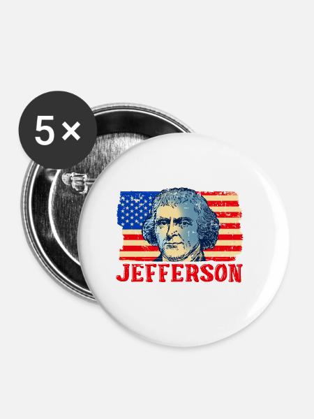 Thomas Jefferson - Buttons groß 56 mm (5er Pack) - Weiß