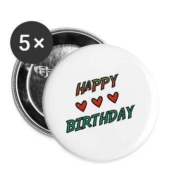 JAHRESTAG. ALLES GUTE ZUM GEBURTSTAG!. ALLES GUTE ZUM GEBURTSTAG!. - Buttons groß 56 mm (5er Pack) - Weiß - Vorne