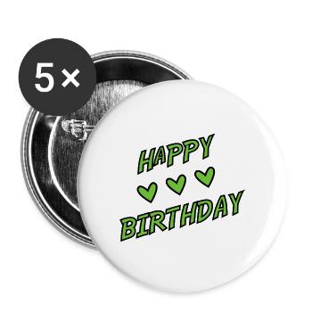 JAHRESTAG. ALLES GUTE ZUM GEBURTSTAG!. ALLES GUTE ZUM GEBURTSTAG! - Buttons groß 56 mm (5er Pack) - Weiß - Vorne
