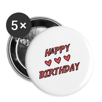 JAHRESTAG. ALLES GUTE ZUM GEBURTSTAG!. ALLES GUTE ZUM GEBURTSTAG!. - Buttons groß 56 mm (5er Pack) - Weiß - Vorne