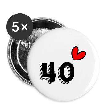 40 JAHRE. 40-jähriges JUBILÄUM. JUBILÄUM 40 JAHRE. 40 - Buttons groß 56 mm (5er Pack) - Weiß - Vorne