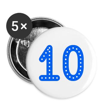 10 JAHRE. 10-jähriges JUBILÄUM. JUBILÄUM 10 JAHRE. 10 - Buttons groß 56 mm (5er Pack) - Weiß - Vorne