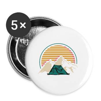 Retro -Camper Wohnmobil Gift - Buttons groß 56 mm (5er Pack) - Weiß - Vorne