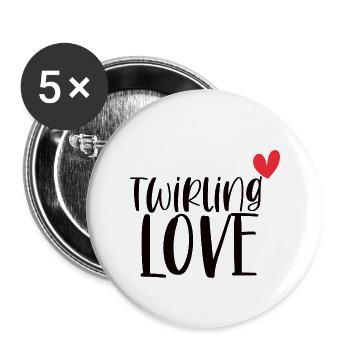 Twirling Love Rod Turning Sports Gift - Buttons large 2.2''/56 mm (5-pack) - white - Front
