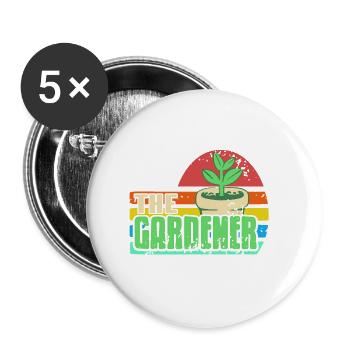 The Gardener Retro Vintage Gardening T-Shirt - Buttons large 2.2''/56 mm (5-pack) - white - Front