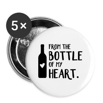 From the bottle of my heart | Love of wine - Buttons large 2.2''/56 mm (5-pack) - white - Front
