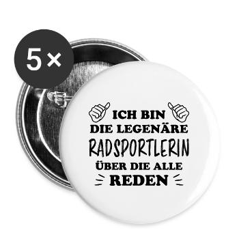 Radsportlerin Mountainbike Bike Fahrrad Geschenk - Buttons groß 56 mm (5er Pack) - Weiß - Vorne