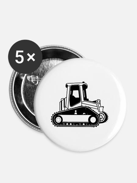 Bulldozer - Buttons groß 56 mm (5er Pack) - Weiß