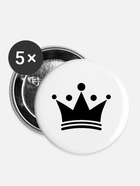 Krone - Buttons groß 56 mm (5er Pack) - Weiß