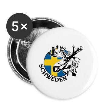 SCHWEDEN Elch Tier Wildnis Wilsigns - Buttons groß 56 mm (5er Pack) - Weiß - Vorne