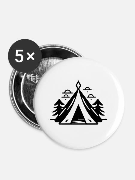 Camping - Buttons groß 56 mm (5er Pack) - Weiß