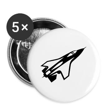 Avion de chasse - Lot de 5 grands badges (56 mm) - blanc - Devant