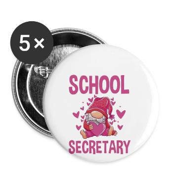 Cute school secretary motif - Buttons large 2.2''/56 mm (5-pack) - white - Front