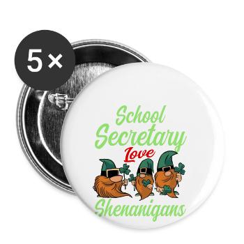 Schulsekretärin Liebt Spielereien St. Patricks Day - Buttons groß 56 mm (5er Pack) - Weiß - Vorne