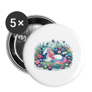 Botanist Unicorn in a Magical Garden - Buttons groß 56 mm (5er Pack) - Weiß - Vorne
