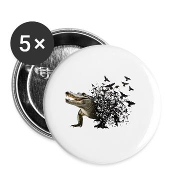 Crocodile - Lot de 5 grands badges (56 mm) - blanc - Devant