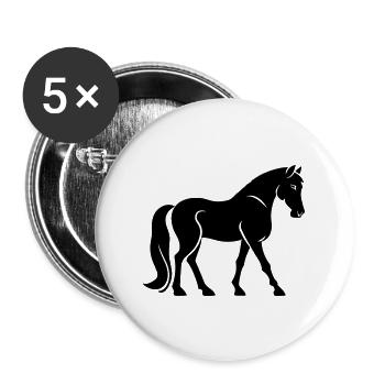 Pferd - Buttons groß 56 mm (5er Pack) - Weiß - Vorne