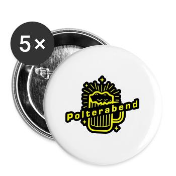 Polterabend Hochzeit Junggeselle - Buttons groß 56 mm (5er Pack) - Weiß - Vorne