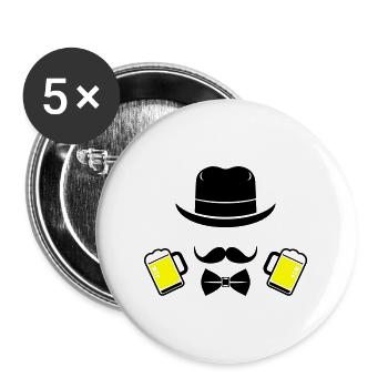 Bier Jga Party Junggesellen - Buttons groß 56 mm (5er Pack) - Weiß - Vorne