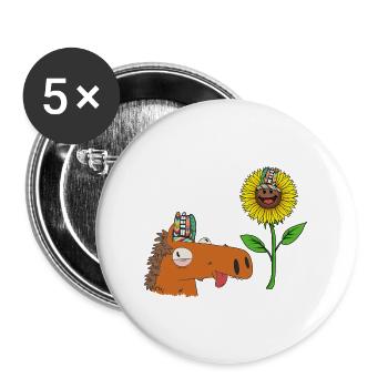 Hippie Cheval Cheval Cheval Tournesol Cavalier - Lot de 5 grands badges (56 mm) - blanc - Devant