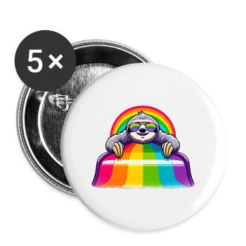 Aire de jeux arc-en-ciel de paresse de la fierté LGBTQ - Lot de 5 grands badges (56 mm) - blanc - Devant