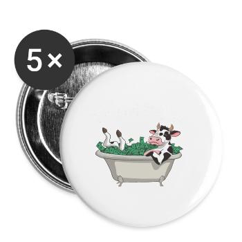 Cash Cow für einen Investor Anleger Sparer - Buttons groß 56 mm (5er Pack) - Weiß - Vorne