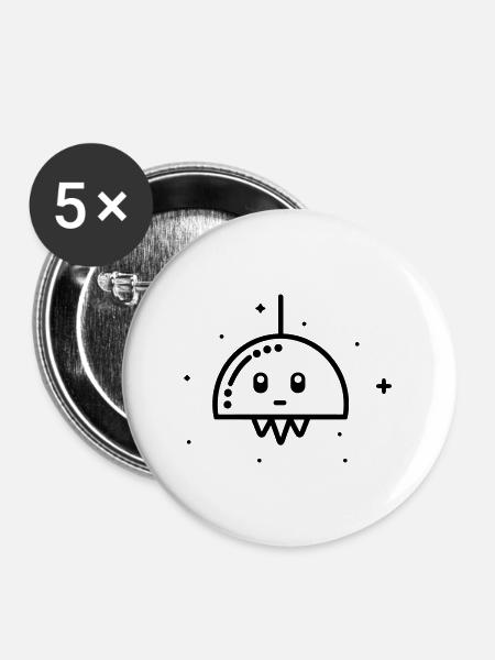 fliegende Untertasse - Buttons groß 56 mm (5er Pack) - Weiß