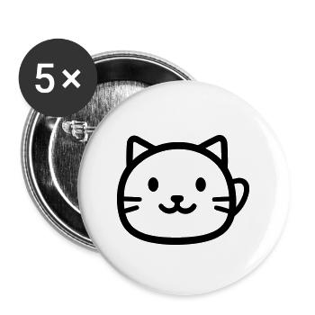 Katze - Buttons groß 56 mm (5er Pack) - Weiß - Vorne