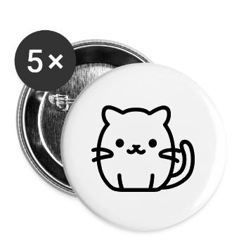 Katze - Buttons groß 56 mm (5er Pack) - Weiß - Vorne