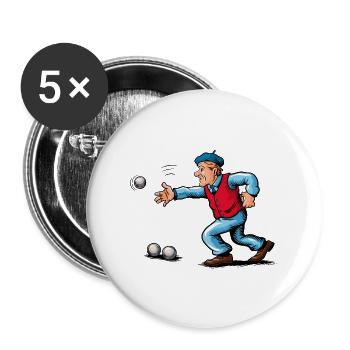 Franzose spielt Petanque für einen Petanque - Buttons groß 56 mm (5er Pack) - Weiß - Vorne
