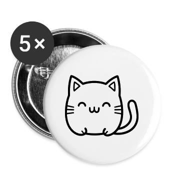 Katze - Buttons groß 56 mm (5er Pack) - Weiß - Vorne