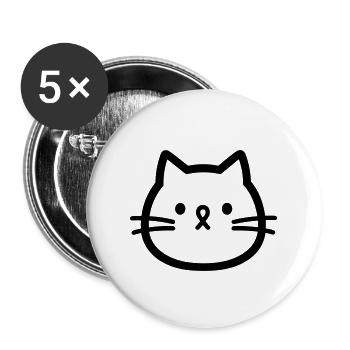 Katze - Buttons groß 56 mm (5er Pack) - Weiß - Vorne