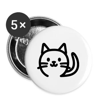 Katze - Buttons groß 56 mm (5er Pack) - Weiß - Vorne