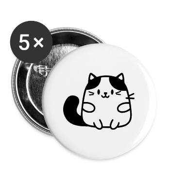Katze - Buttons groß 56 mm (5er Pack) - Weiß - Vorne