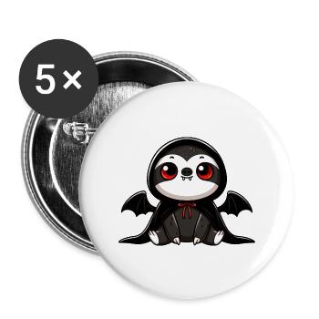 Cute Halloween Sloth Vampire Bat - Buttons large 2.2''/56 mm (5-pack) - white - Front