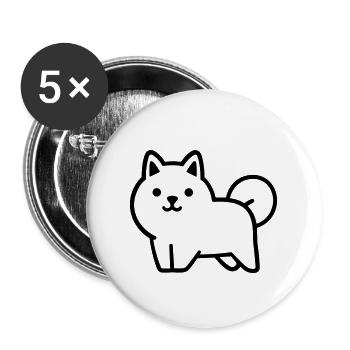 Hund - Buttons groß 56 mm (5er Pack) - Weiß - Vorne