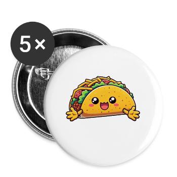 Taco 'Bout a Hug Entzückender Taco - Buttons groß 56 mm (5er Pack) - Weiß - Vorne