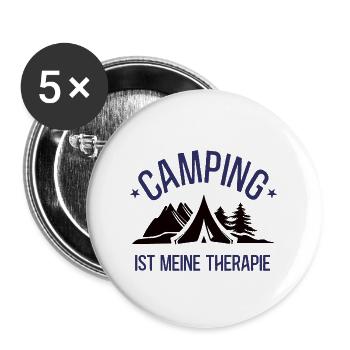 Camping Ist Meine Therapie Zelten Natur Outdoor - Buttons groß 56 mm (5er Pack) - Weiß - Vorne