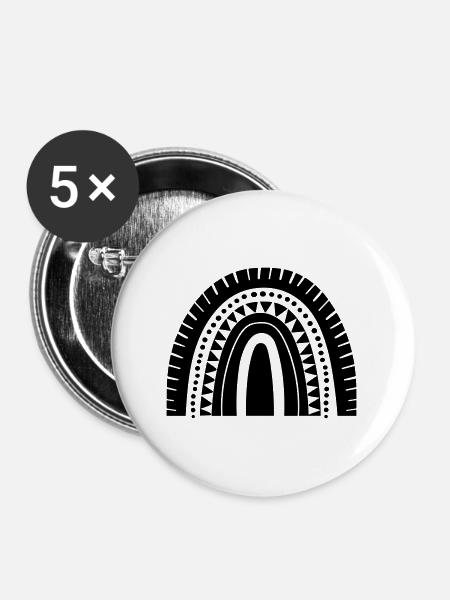 Regenbogen - Buttons groß 56 mm (5er Pack) - Weiß